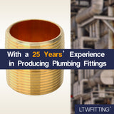 LTWFITTING Brass Pipe Close Nipple Fitting 1-1/4 Inch Male NPT(Pack of 15)