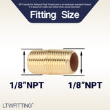 LTWFITTING Brass Pipe Close Nipple Fitting 1/8 Male NPT x Close Air Water(Pack of 50)
