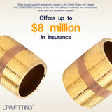 LTWFITTING Brass Pipe 2 Inch Long Nipples Fitting 1-1/4 Inch Male NPT Air Water(Pack of 10)