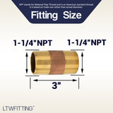 LTWFITTING Brass Pipe 3 Inch Long Nipple Fitting 1-1/4 Inch Male NPT Air Water(Pack of 2)