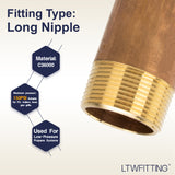 LTWFITTING Brass Pipe 4-1/2 Inch Long Nipple Fitting 1-1/4 Inch Male NPT Air Water(Pack of 1)