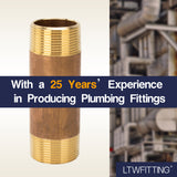 LTWFITTING Brass Pipe 4-1/2 Inch Long Nipple Fitting 1-1/4 Inch Male NPT Air Water(Pack of 1)