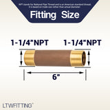 LTWFITTING Brass Pipe 6 Inch Long Nipple Fitting 1-1/4 Inch Male NPT Air Water(Pack of 1)