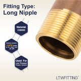 LTWFITTING Brass Pipe 6 Inch Long Nipple Fitting 1-1/4 Inch Male NPT Air Water(Pack of 1)