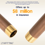 LTWFITTING Brass Pipe 6 Inch Long Nipple Fitting 1-1/4 Inch Male NPT Air Water(Pack of 1)