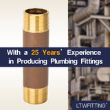 LTWFITTING Brass Pipe 6 Inch Long Nipple Fitting 1-1/4 Inch Male NPT Air Water(Pack of 1)