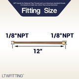LTWFITTING Brass Pipe 12 Inch Long Nipple Fittings 1/8 Male NPT Air Water(Pack of 5)