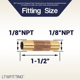 LTWFITTING Brass Pipe 1-1/2 Inch Long Nipple Fitting 1/8 Male NPT Air Water(Pack of 5)