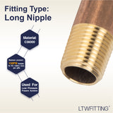 LTWFITTING Brass Pipe 1-1/2 Inch Long Nipple Fitting 1/8 Male NPT Air Water(Pack of 5)