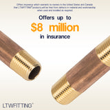 LTWFITTING Brass Pipe 1-1/2 Inch Long Nipple Fitting 1/8 Male NPT Air Water(Pack of 5)