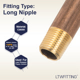 LTWFITTING Brass Pipe 2 Inch Long Nipple Fitting 1/8 Male NPT Air Water(Pack of 25)