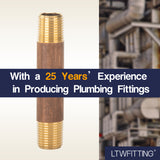 LTWFITTING Brass Pipe 2 Inch Long Nipple Fitting 1/8 Male NPT Air Water(Pack of 25)