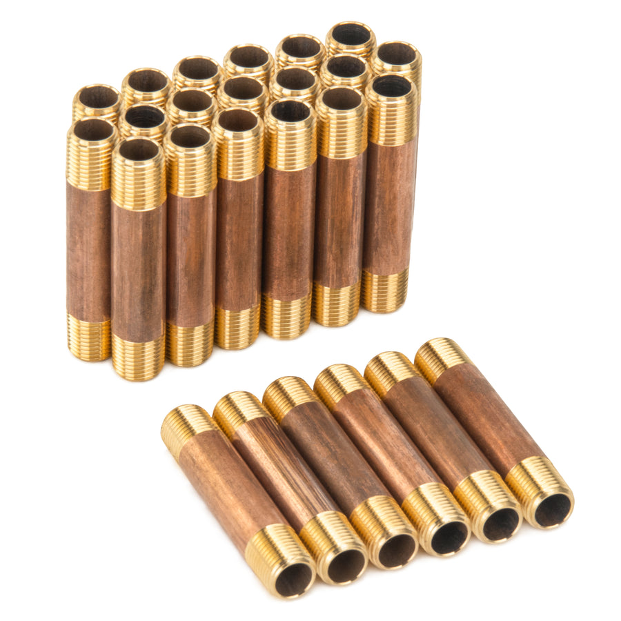 LTWFITTING Brass Pipe 2-Inch Long Nipples Fitting 1-Inch Male NPT Air Water (Pack Of 5