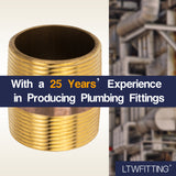 LTWFITTING Brass Pipe 2 Inch Long Nipples Fitting 1-1/2 Inch Male NPT Air Water(Pack of 10)