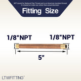 LTWFITTING Brass Pipe 5 Inch Long Nipple Fitting 1/8 Male NPT Air Water(Pack of 5)