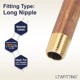 LTWFITTING Brass Pipe 5 Inch Long Nipple Fitting 1/8 Male NPT Air Water(Pack of 5)