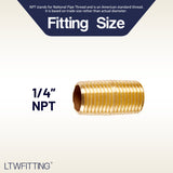 LTWFITTING Brass Pipe Close Nipple Fitting 1/4 Inch Male NPT x Close(Pack of 50)