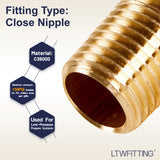 LTWFITTING Brass Pipe Close Nipple Fitting 1/4 Inch Male NPT x Close(Pack of 50)
