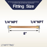 LTWFITTING Brass Pipe 8 Inch Long Nipple Fitting 1/4 Inch Male NPT Air Water(Pack of 3)