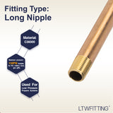 LTWFITTING Brass Pipe 8 Inch Long Nipple Fitting 1/4 Inch Male NPT Air Water(Pack of 3)