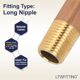LTWFITTING Brass Pipe 2 Inch Long Nipple Fitting 1/4 Inch Male NPT Air Water(Pack of 5)