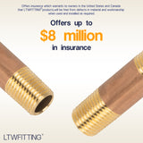 LTWFITTING Brass Pipe 2 Inch Long Nipple Fitting 1/4 Inch Male NPT Air Water(Pack of 5)