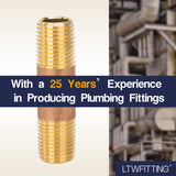 LTWFITTING Brass Pipe 2 Inch Long Nipple Fitting 1/4 Inch Male NPT Air Water(Pack of 5)