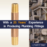 LTWFITTING Brass Pipe 3 Inch Long Nipple Fitting 1/4 Inch Male NPT Air Water(Pack of 5)