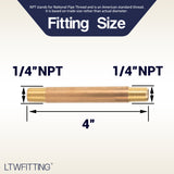 LTWFITTING Brass Pipe 4 Inch Long Nipple Fitting 1/4 Inch Male NPT Air Water(Pack of 20)