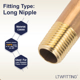 LTWFITTING Brass Pipe 4 Inch Long Nipple Fitting 1/4 Inch Male NPT Air Water(Pack of 20)