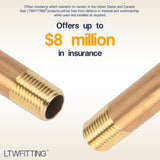 LTWFITTING Brass Pipe 4 Inch Long Nipple Fitting 1/4 Inch Male NPT Air Water(Pack of 20)