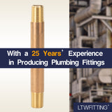 LTWFITTING Brass Pipe 4 Inch Long Nipple Fitting 1/4 Inch Male NPT Air Water(Pack of 20)