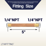 LTWFITTING Brass Pipe 5 Inch Long Nipple Fitting 1/4 Inch Male NPT Air Water(Pack of 5)