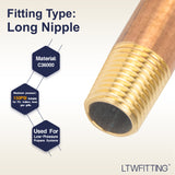 LTWFITTING Brass Pipe 5 Inch Long Nipple Fitting 1/4 Inch Male NPT Air Water(Pack of 5)
