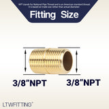 LTWFITTING Brass Pipe Close Nipple Fitting 3/8 Inch Male NPT(Pack of 50)