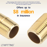 LTWFITTING Brass Pipe Close Nipple Fitting 3/8 Inch Male NPT(Pack of 50)