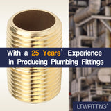 LTWFITTING Brass Pipe Close Nipple Fitting 3/8 Inch Male NPT(Pack of 50)