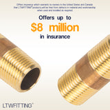 LTWFITTING Brass Pipe 1-1/2 Inch Long Nipple Fitting 3/8 Male NPT Air Water(Pack of 25)