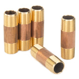 LTWFITTING Brass Pipe 2 Inch Long Nipple Fitting 3/8 Male NPT Air Water(Pack of 5)