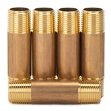 LTWFITTING Brass Pipe 2-1/2 Inch Long Nipple Fitting 3/8 Male NPT Air Water(Pack of 5)