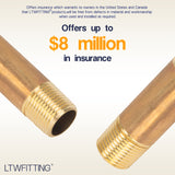 LTWFITTING Brass Pipe 2-1/2 Inch Long Nipple Fitting 3/8 Male NPT Air Water(Pack of 5)