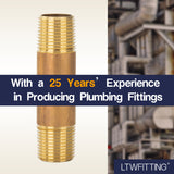 LTWFITTING Brass Pipe 2-1/2 Inch Long Nipple Fitting 3/8 Male NPT Air Water(Pack of 5)