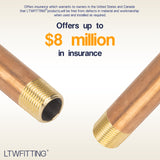 LTWFITTING Brass Pipe 3-1/2 Inch Long Nipple Fitting 3/8 Male NPT Air Water(Pack of 5)