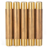 LTWFITTING Brass Pipe 4 Inch Long Nipple Fitting 3/8 Male NPT Air Water(Pack of 5)