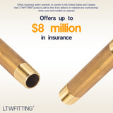 LTWFITTING Brass Pipe 4 Inch Long Nipple Fitting 3/8 Male NPT Air Water(Pack of 5)