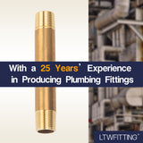 LTWFITTING Brass Pipe 4 Inch Long Nipple Fitting 3/8 Male NPT Air Water(Pack of 5)