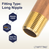 LTWFITTING Brass Pipe 4-1/2 Inch Long Nipple Fitting 3/8 Inch Male NPT Air Water(Pack of 5)