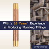 LTWFITTING Brass Pipe 5 Inch Long Nipple Fitting 3/8 Inch Male NPT Air Water(Pack of 5)