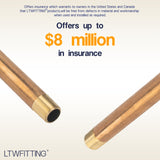 LTWFITTING Brass Pipe 12 Inch Long Nipple Fitting 1/2 Inch Male NPT Air Water(Pack of 2)