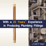 LTWFITTING Brass Pipe 12 Inch Long Nipple Fitting 1/2 Inch Male NPT Air Water(Pack of 2)